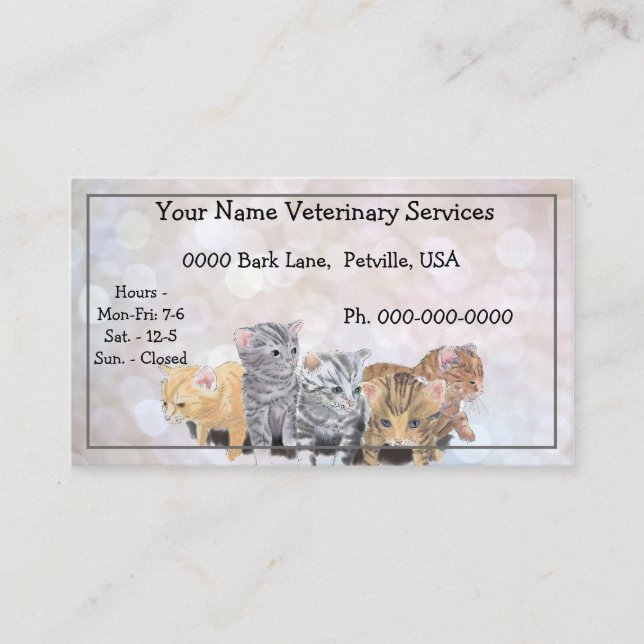 Carte De Visite Stylo à aquarelle Kittens et croquis d'encre vétér (Devant)
