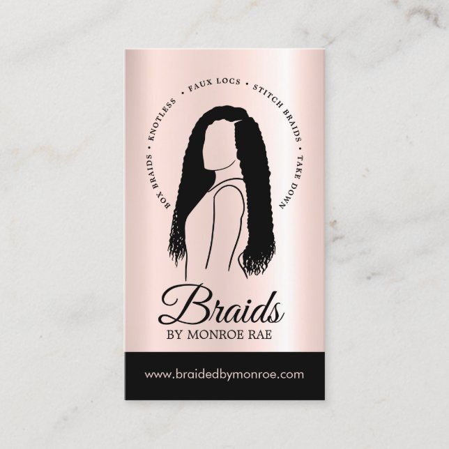Carte De Visite Stylo à cheveux ou cheveux Braider Braid Salon Ros (Devant)