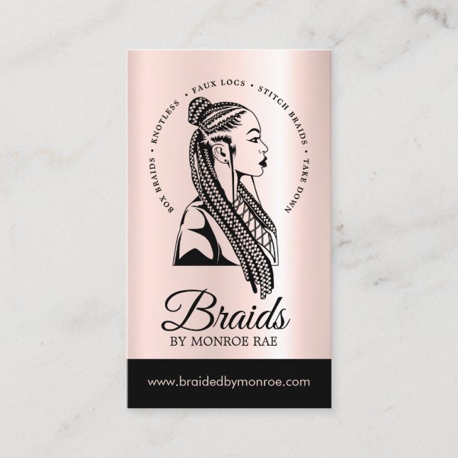 Carte De Visite Stylo à cheveux ou cheveux Braider Braid Salon Ros (Devant)