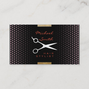 Carte De Visite Stylo Cheveux Moderne Cameo Pink Polka Dot