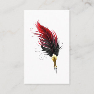 Carte De Visite Stylo rouge en plumes avec nib or