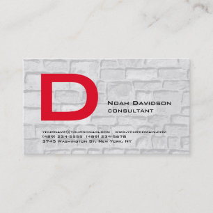 Carte De Visite Stylo Stones Murs Rouge Monogramme Professionnel