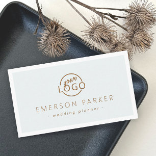 Carte De Visite Subtle blue gray modern minimalist add logo