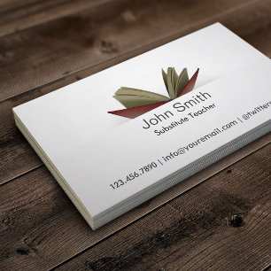 Carte De Visite Subtle Open Book Enseignant substitut