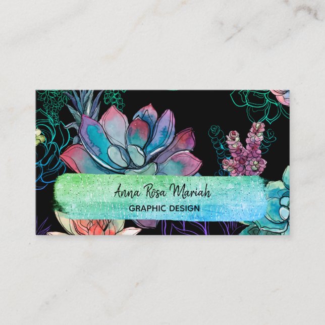 Carte De Visite *~* Succulent Chic Parties scintillant Fille Femin (Devant)