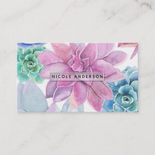Carte De Visite Succulentes Fête de Jardin Moderne Chic Floral