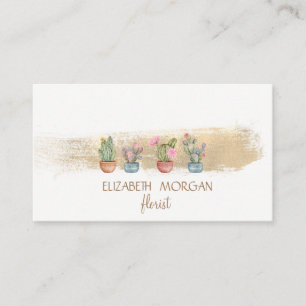Carte De Visite Succulents de brosse à huile d'or