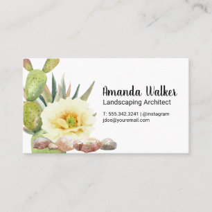 Carte De Visite Succulents   Fleurs et rochers