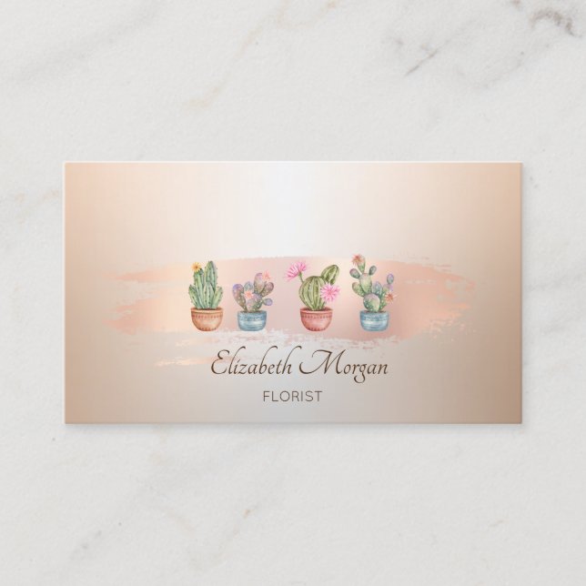 Carte De Visite Succulents Rose Brush Boulangerie Boulangerie (Devant)