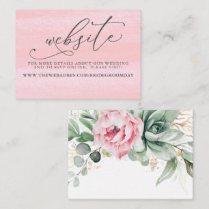 Carte De Visite Succulents Verdure rose Mariage site Web