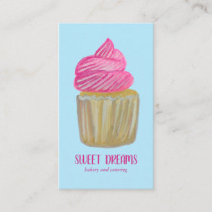 Carte De Visite Sucré Cupcake Restauration Boulangerie Bleu rose P