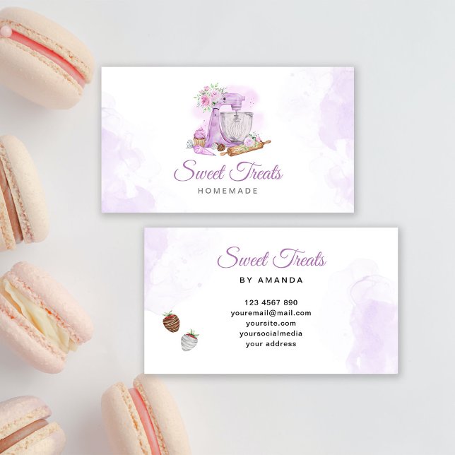 Carte De Visite Sucre Traitements Purple Boulangerie (Créateur téléchargé)