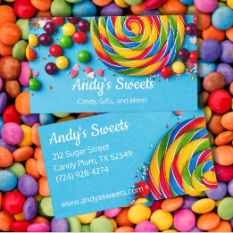 Carte De Visite Sucreries Colorées Bonbons Bleu Gras