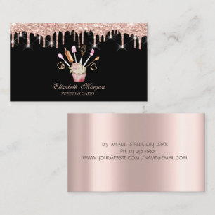 Carte De Visite Sucreries, outils de pâtisserie gouttes Rose Gold