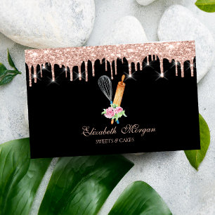Carte De Visite Sucres Cupcake Rose Gold Drives Boulangerie Black