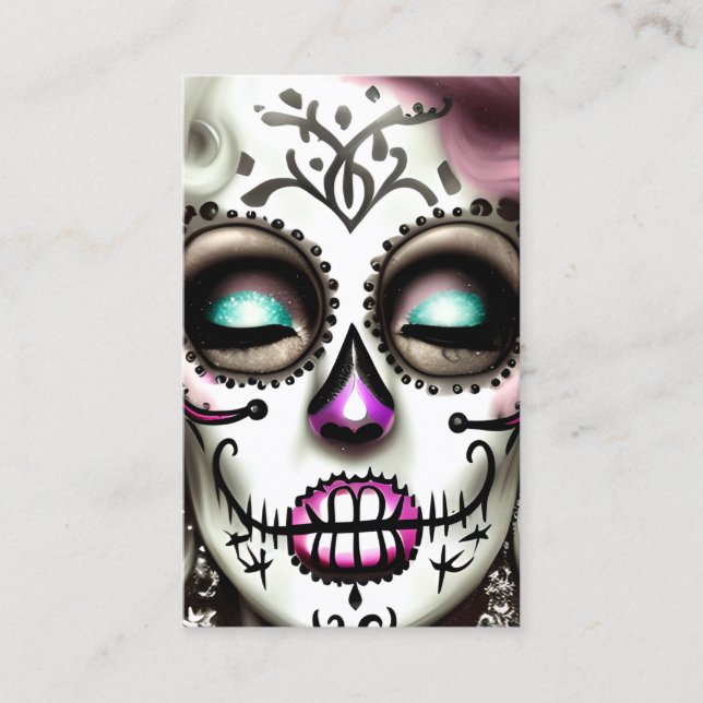 Carte De Visite Sugar Skull Woman Dark Grunge Gothic Stea (Devant)