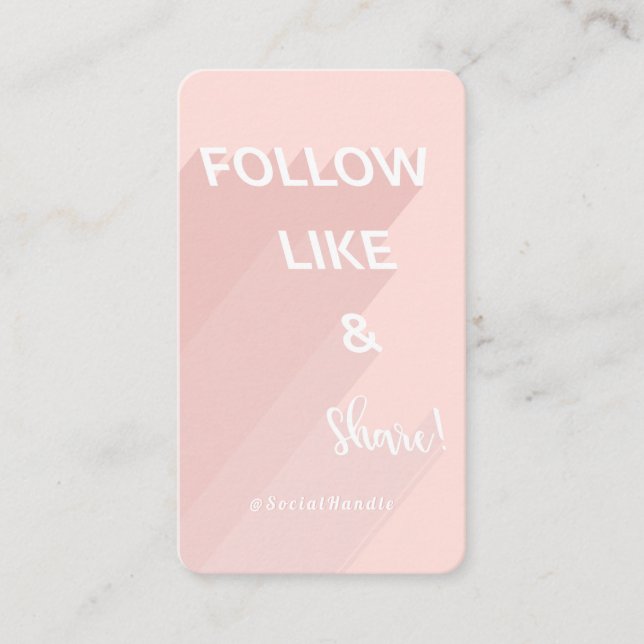 Carte De Visite Suivez, J'aime et Partagez Pink Social Media Photo (Devant)