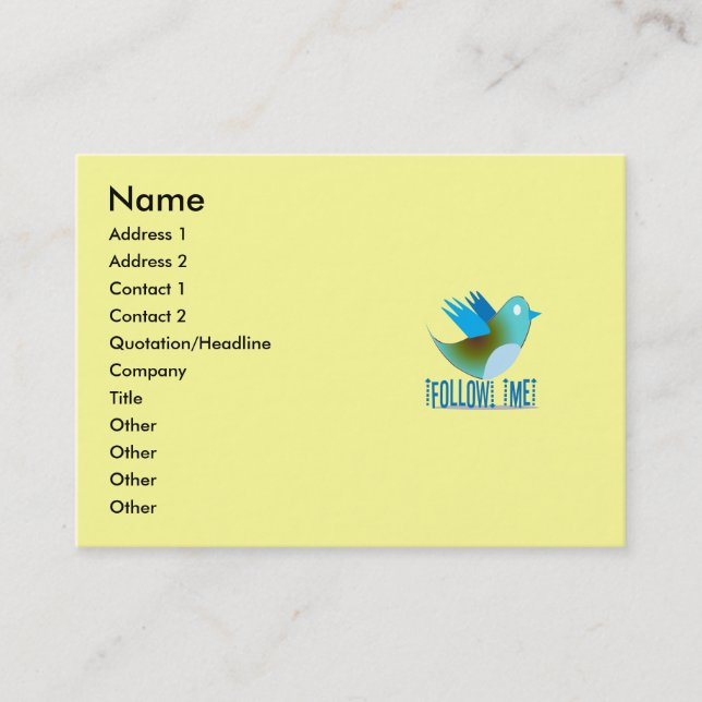 Carte De Visite Suivez-moi @ votre adresse Twitter (Devant)