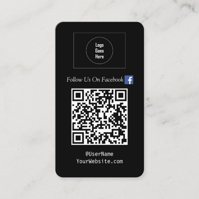 Carte De Visite Suivez-nous sur les médias sociaux QR Code Black (Devant)