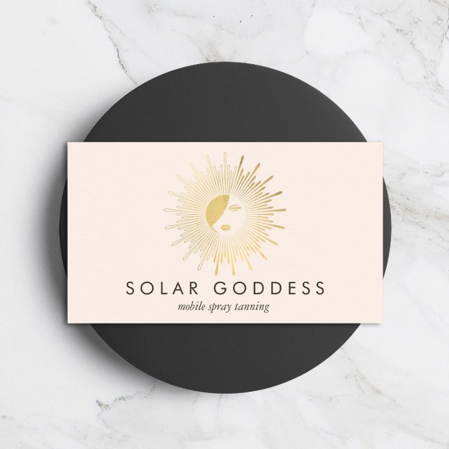 Carte De Visite Sun Goddess Girl Logo Spray Tanning Salon rose (Créateur téléchargé)
