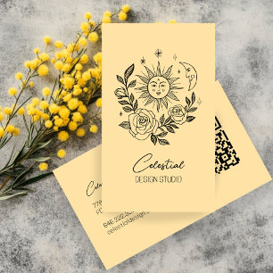 Carte De Visite Sun Moon & Rose Magique Boho Botanique CUSTOM QR