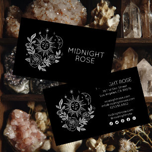 Carte De Visite Sun Moon & Rose Magique Boho Noir Blanc CUSTOM