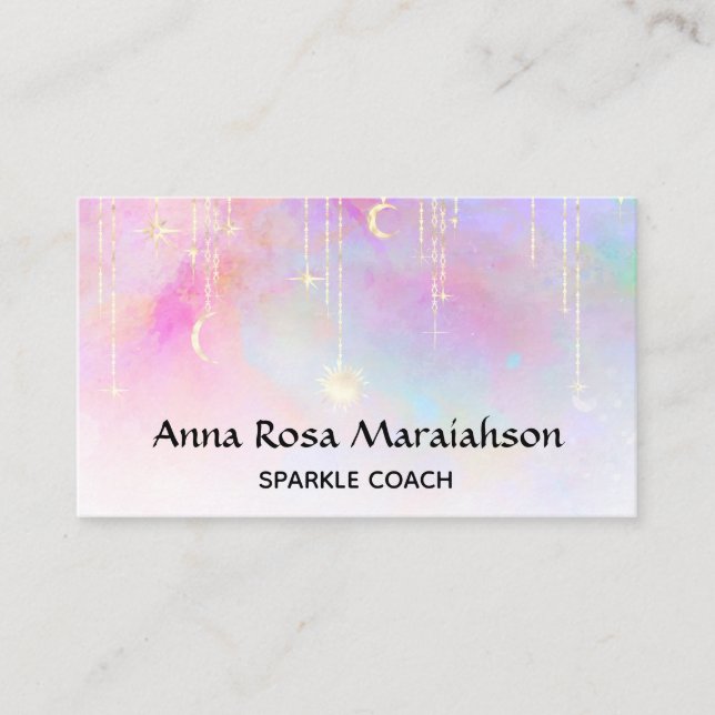 Carte De Visite *~* Sun Rainbow Gold Sparkle Parties scintillant L (Devant)