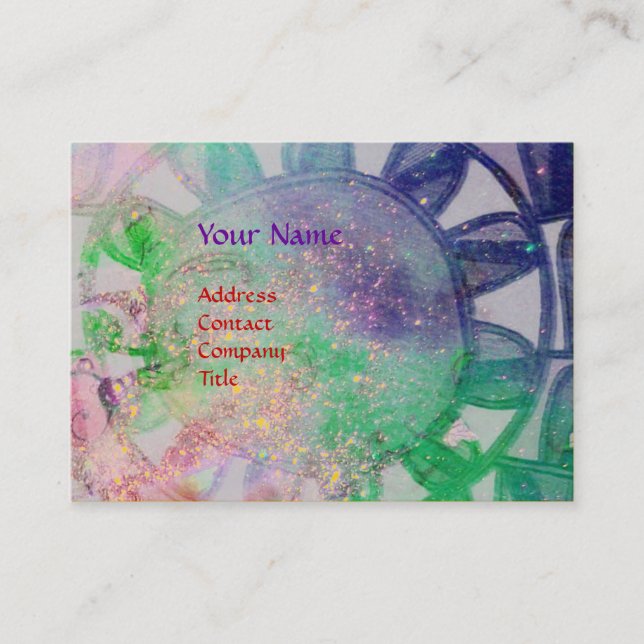 Carte De Visite SUN SOLAIRE ÉNERGIE MONOGRAS bleu rose fuchsia (Devant)