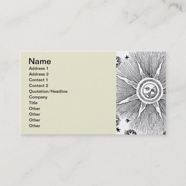 Carte De Visite Sun Stars Antique Nuit Ciel Médiéval Zodiac (Devant)