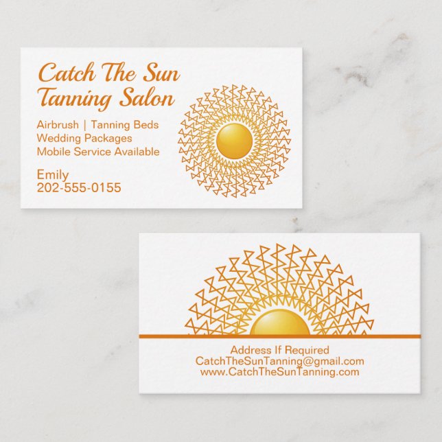 Carte De Visite Sun Tanning Mobile Spray Tan (Devant / Derrière)