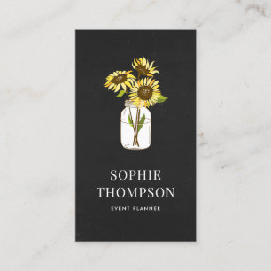 Carte De Visite Sunflower in Mason Jar Chalkboard Country Russe