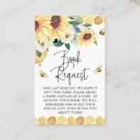 Sunflowers Bee Baby shower Demande de carnet Insér
