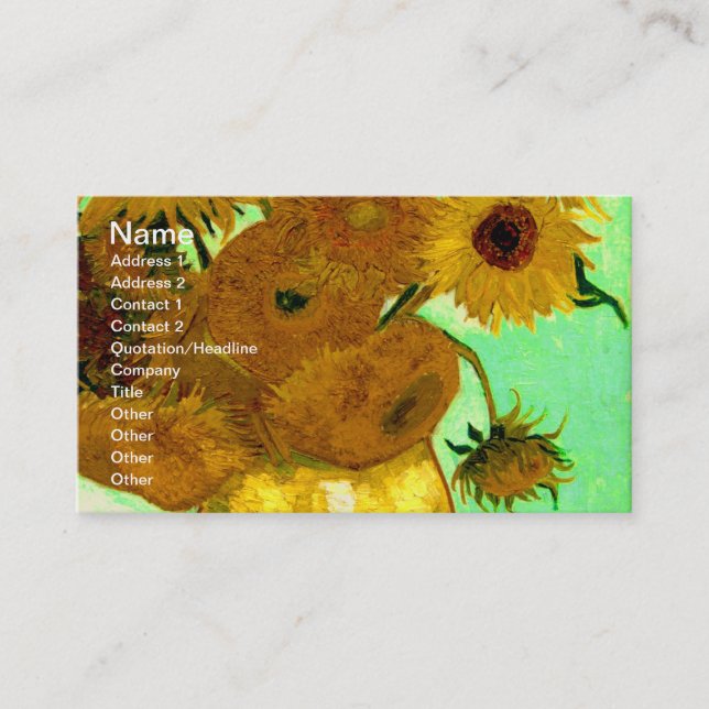 Carte De Visite Sunflowers dans Vase Van Gogh Art (Devant)
