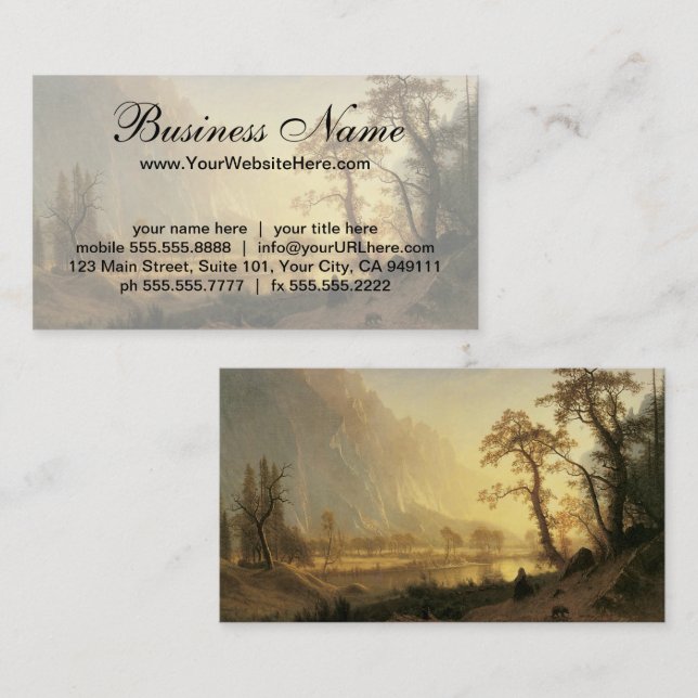 Carte De Visite Sunrise, Vallée de Yosemite par Albert Bierstadt (Devant / Derrière)