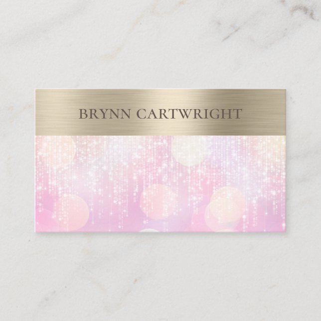 Carte De Visite Sunset Bokeh Twinkle éclaire rose et or (Devant)