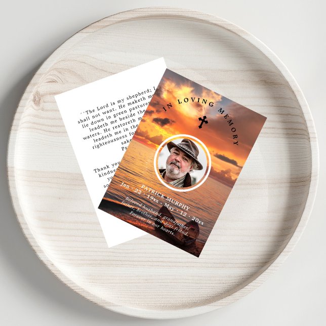 Carte De Visite Sunset & Portrait Photo Memorial Prière Merci (Créateur téléchargé)