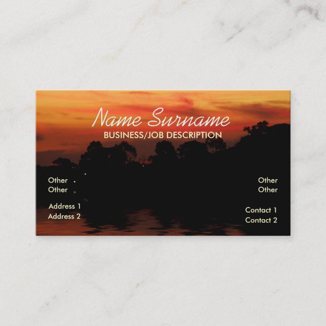 Carte de visite Sunset Silhouette Ciels (Devant)