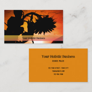 Carte De Visite Sunset Sunflower Silhouette Orange Noir Holistique