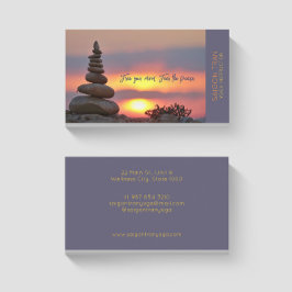 Carte De Visite Sunset Zen Stones Yoga Instructeur de Yoga Bleu fo