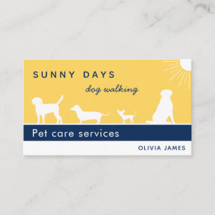 Carte De Visite Sunshine jaune marine blanc jours ensoleillé chien