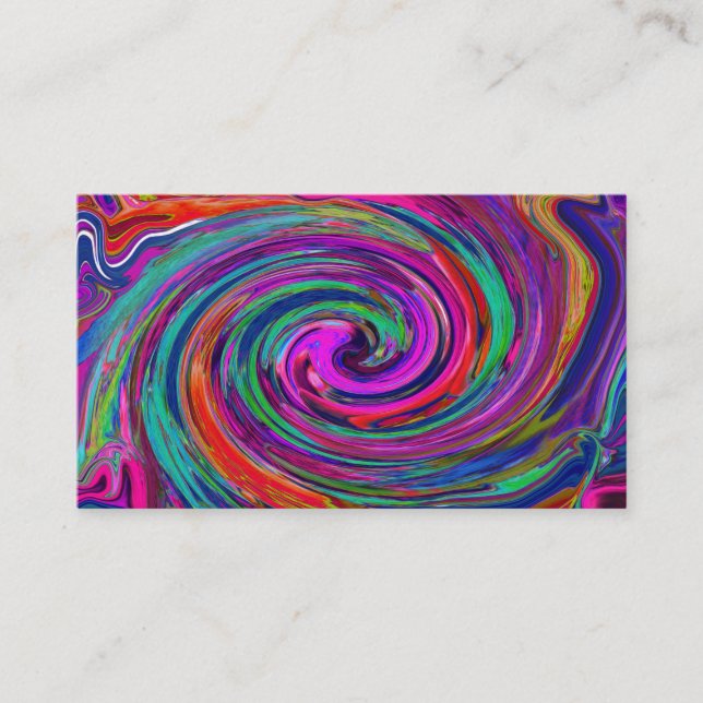Carte De Visite Super Abstrait Retro Magenta Dark Rainbow Swirl (Devant)