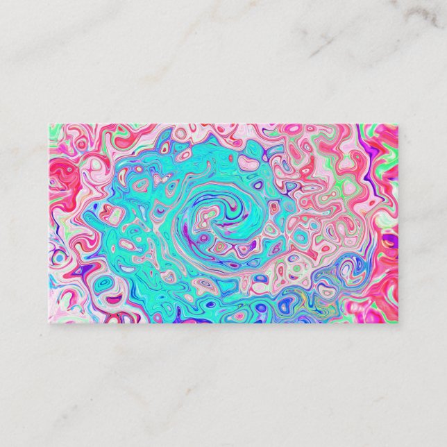 Carte De Visite Super Aqua Blue et rose Abstrait Retro Swirl (Devant)