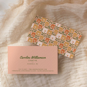 Carte De Visite Super Retro Boho Peach Green Botanical tendance