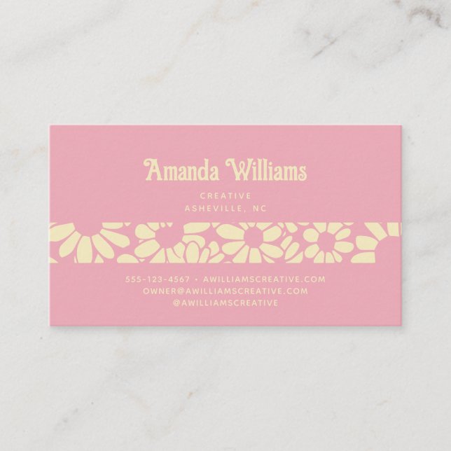 Carte De Visite Super Retro Boho Rose Cream Botanical tendance (Devant)