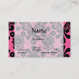 Carte De Visite superbe damas noir sur chic rose vif