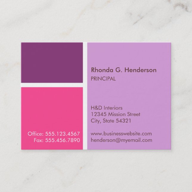 Carte De Visite Surdimensionner le bloc de couleur moderne violet  (Devant)