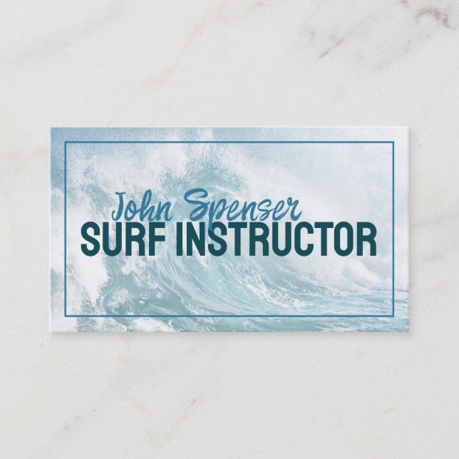 Carte De Visite Surf instructeur leçons de surf Big Ocean Wave (Devant)