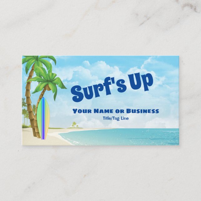 Carte De Visite Surf Up Surfboard et Beach Tropical Surfing (Devant)