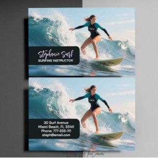 Carte De Visite Surfing Female Instructor  Business Card