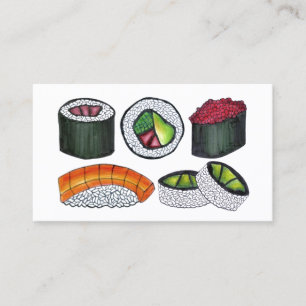 Carte De Visite Sushi Rolls Japon Japonais Restaurant Chef